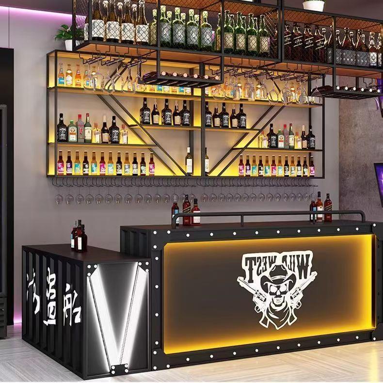 Wine Beer Restaurant - Étagère murale lumineuse pour vin, meuble