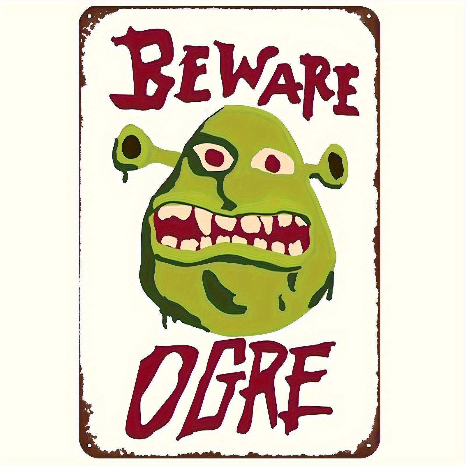 Wine Tag Label - Shrek Beware Ogre – Panneau métallique