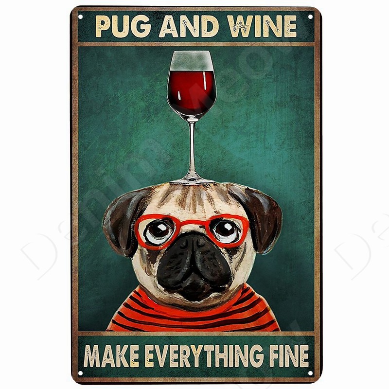 Chat et vin Vintage métal sign - Beer Wine Gin avis et prix