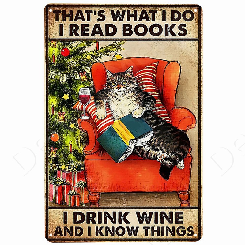 Chat et vin Vintage métal sign - Beer Wine Gin avis et prix